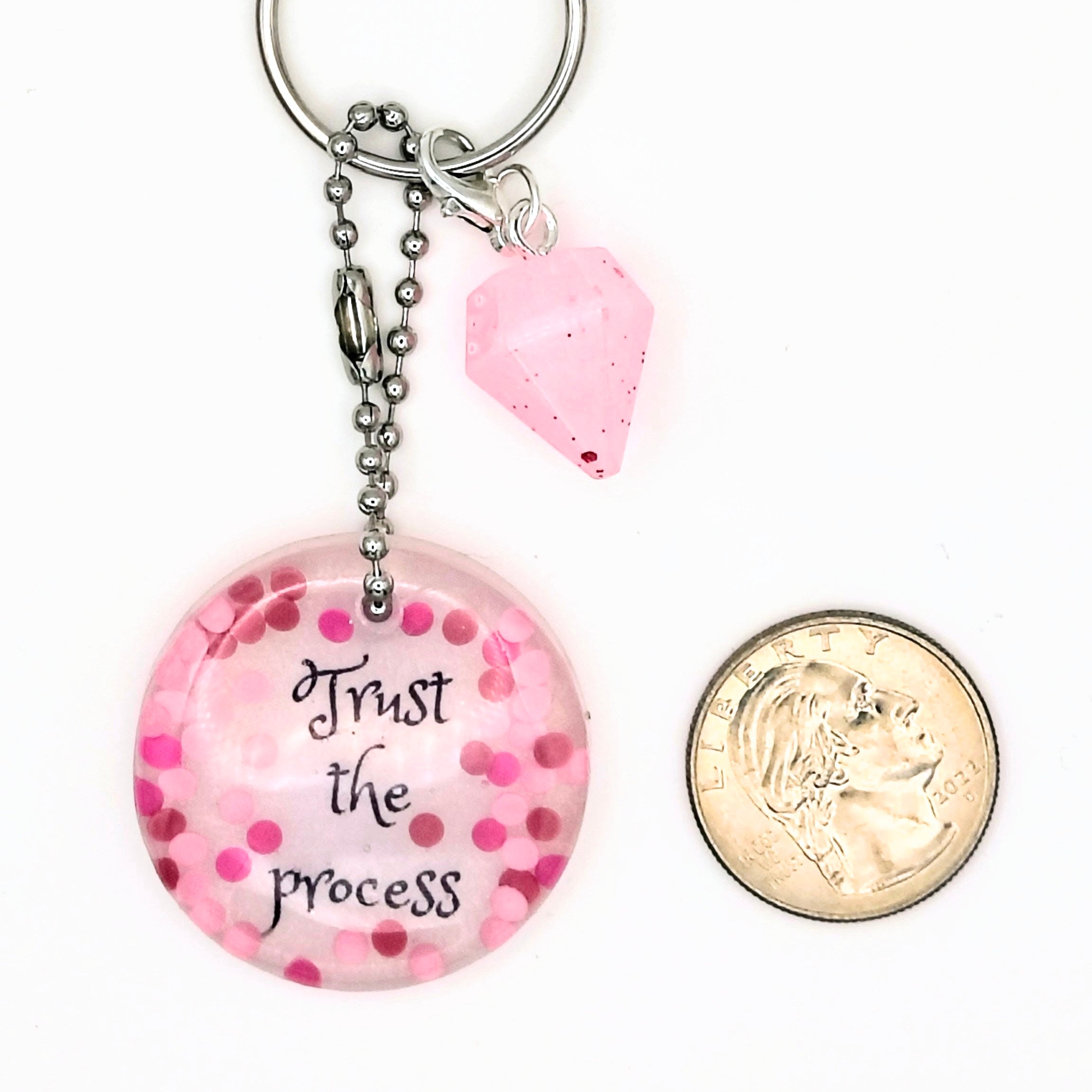 Pink "Trust the Process" Keychain