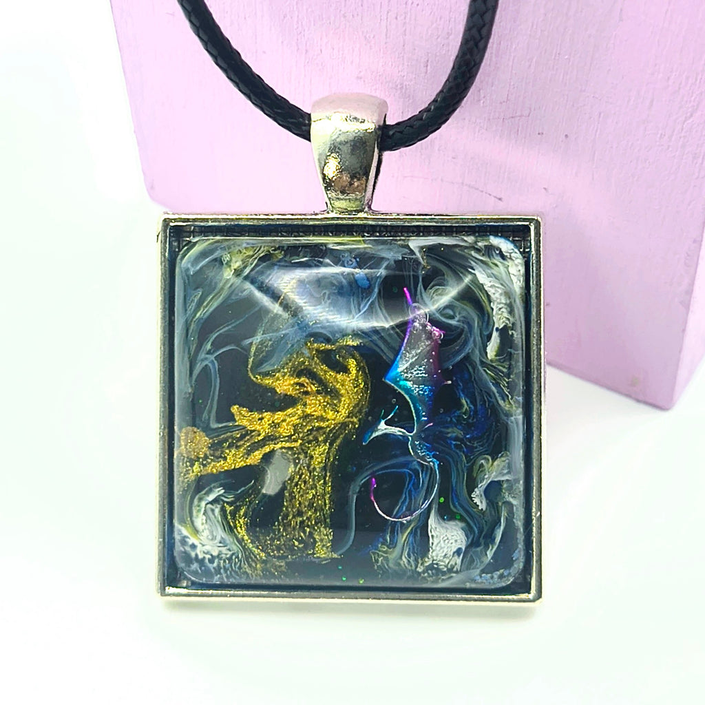 Square Dragon Pendant necklace