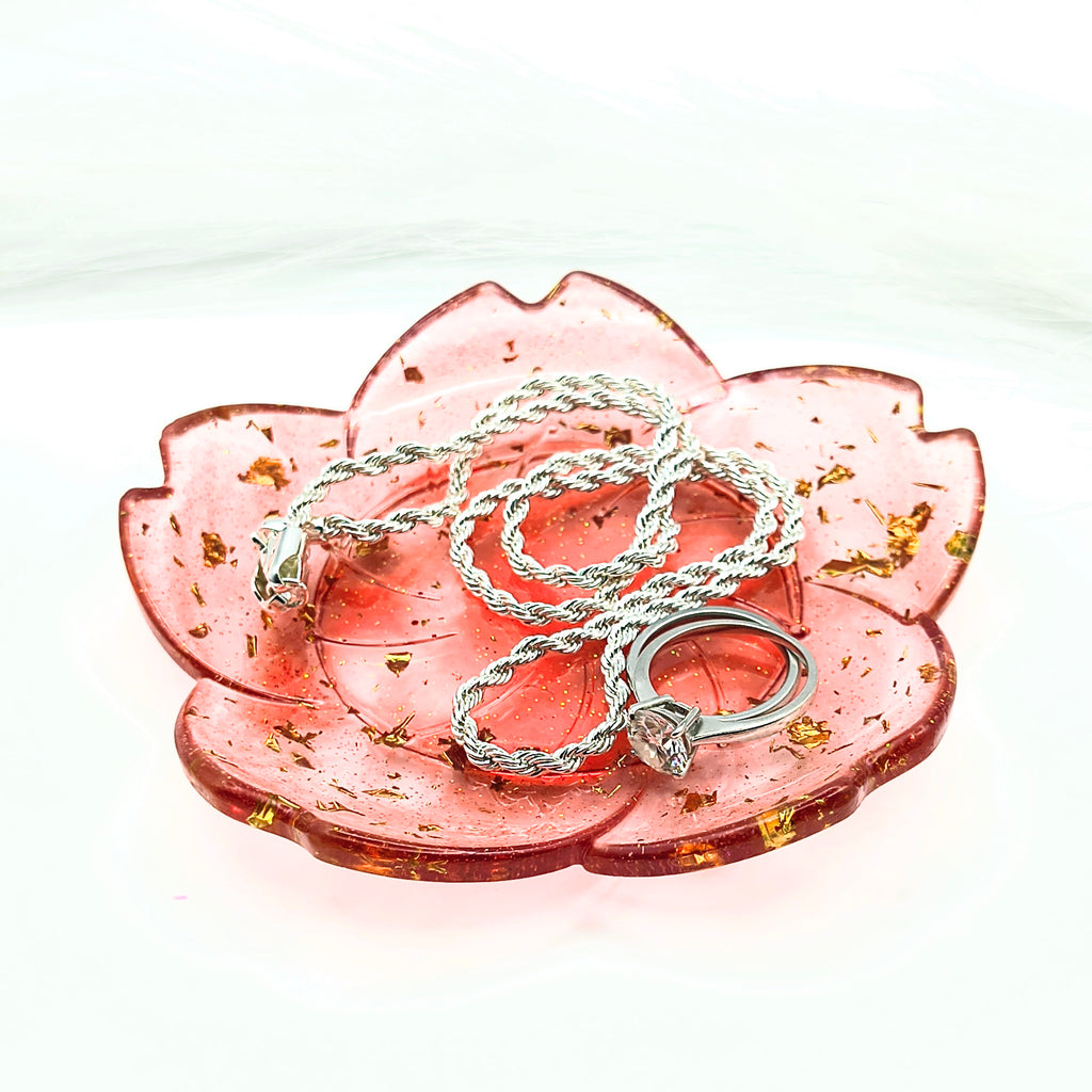 Red & Gold Flower Tray