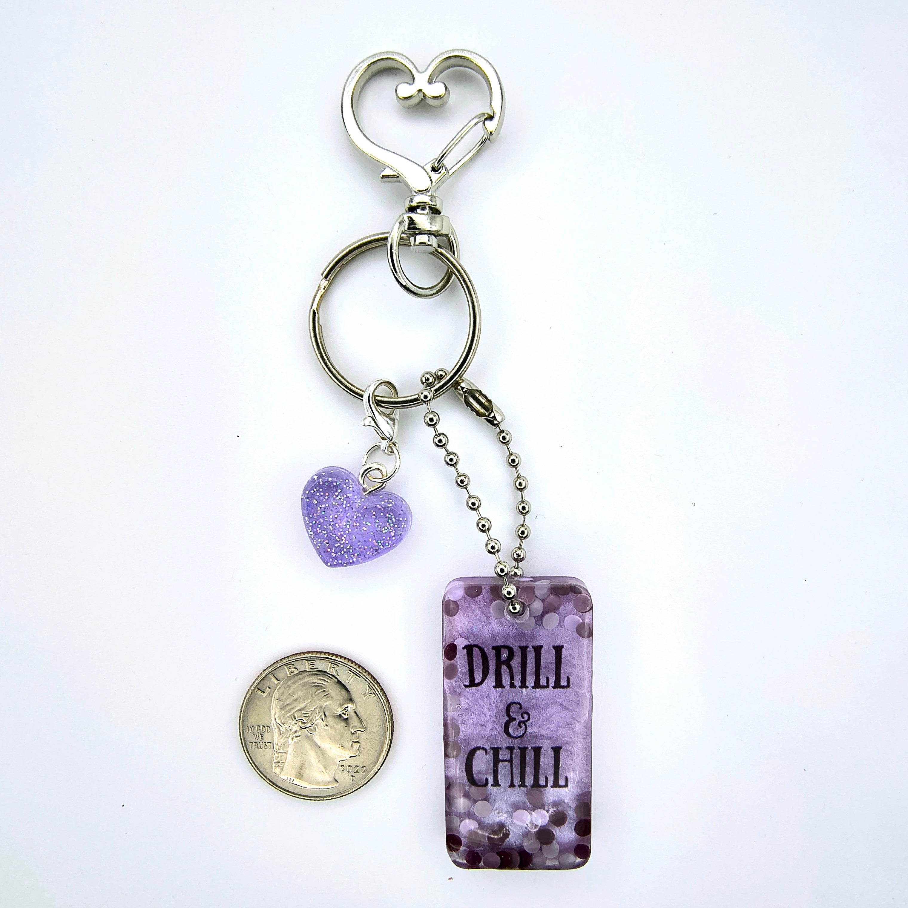 Purple "Drill and chill" Keychain