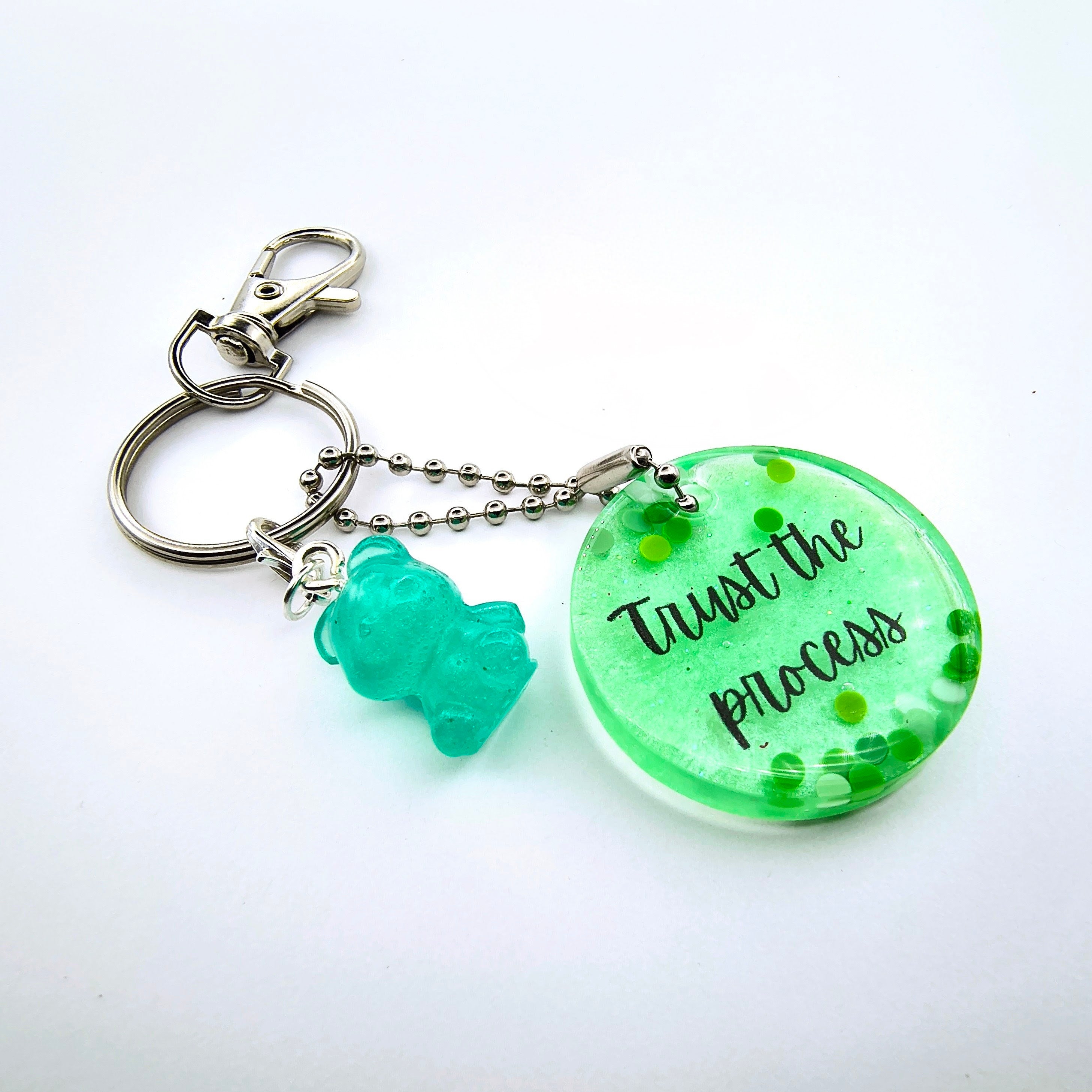 Green "Trust the Process" Keychain