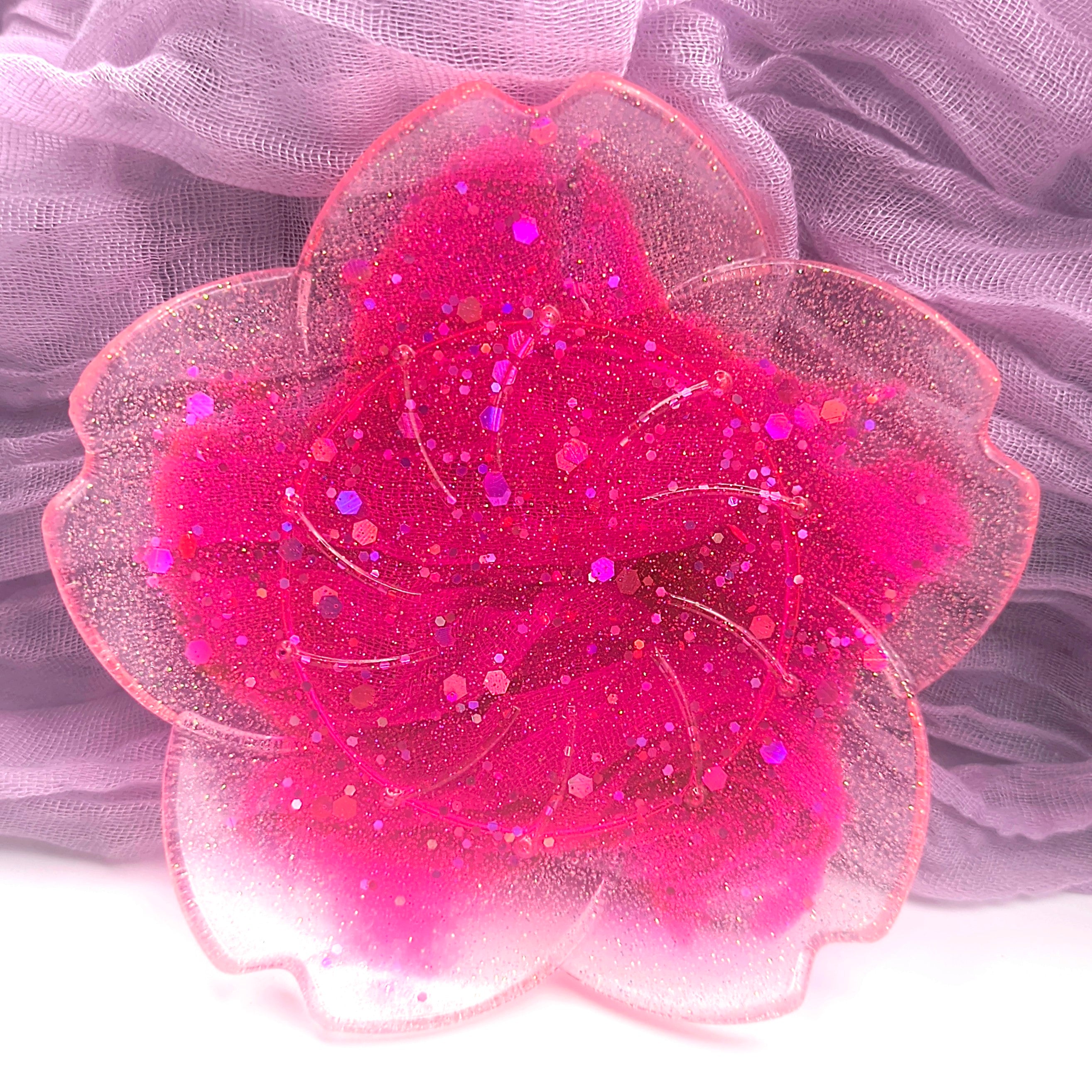 Pink Glitter Flower Tray