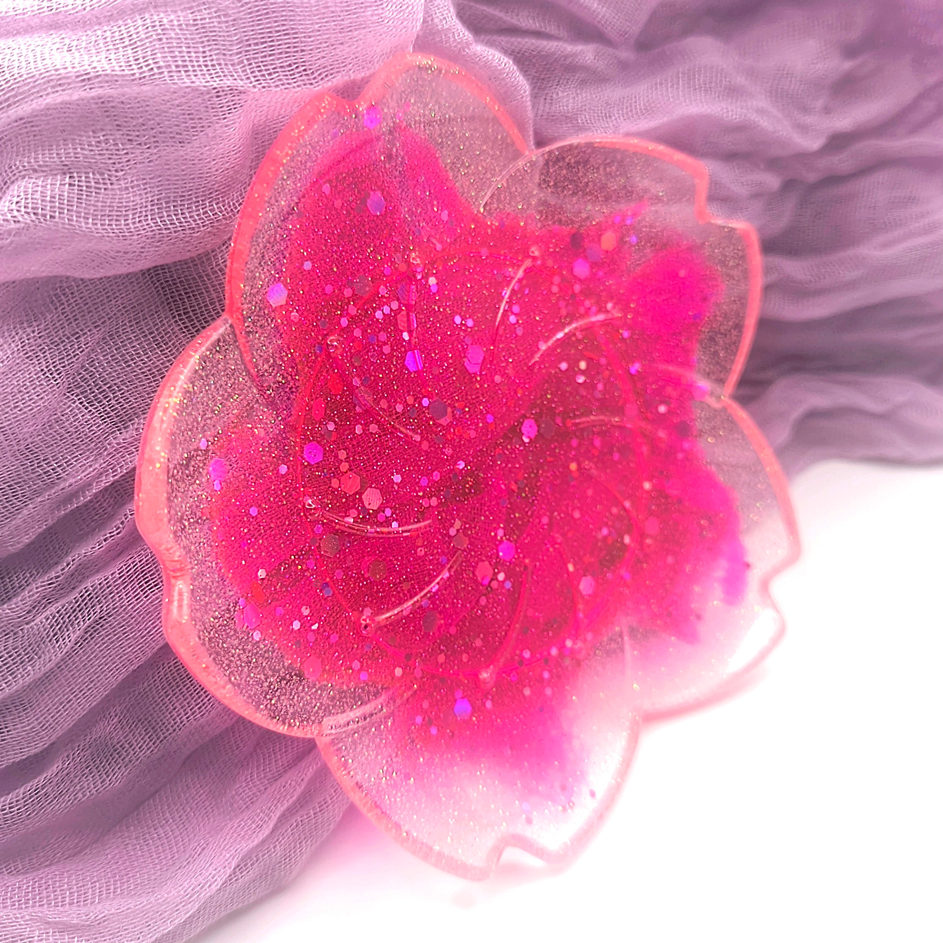 Pink Glitter Flower Tray