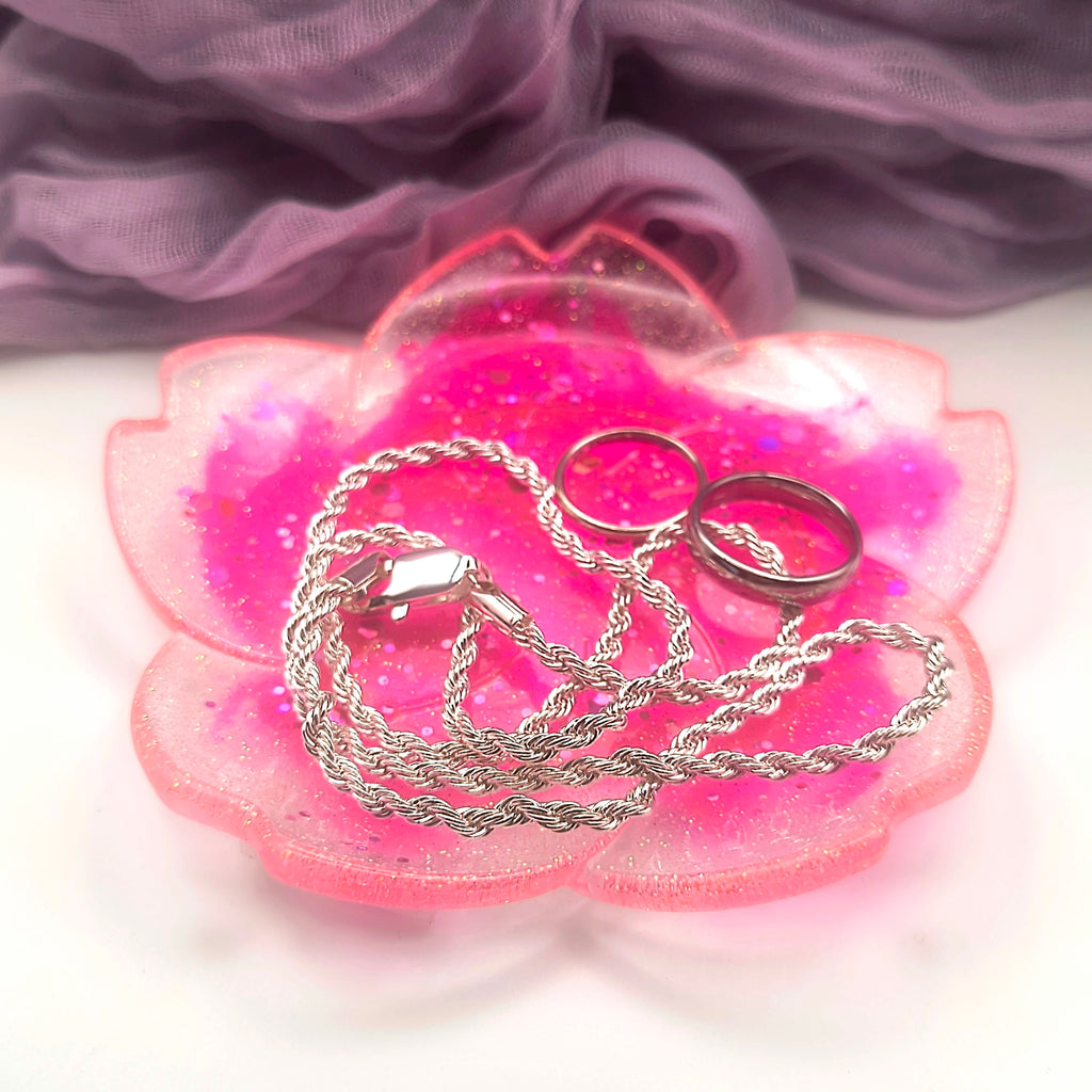 Pink Glitter Flower Tray