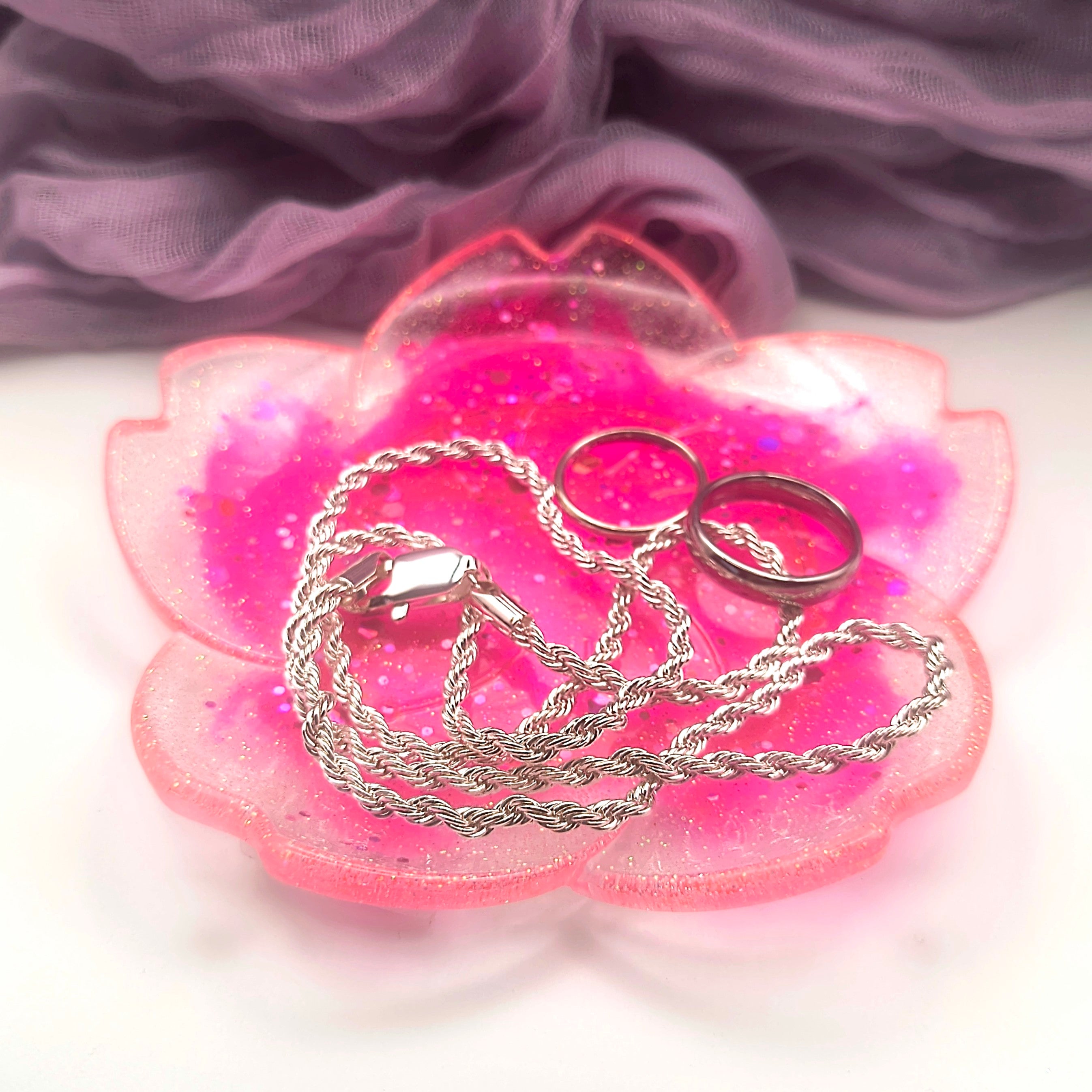Pink Glitter Flower Tray