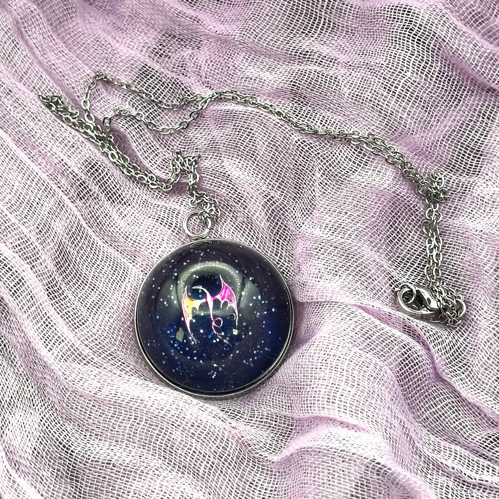 Pink Stainless Steel Dragon Necklace