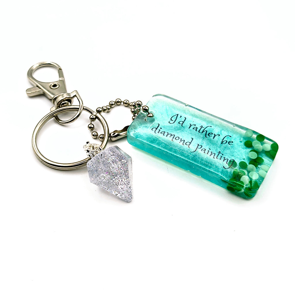 Green "I'd Rather Be Diamond Painting" Keychain