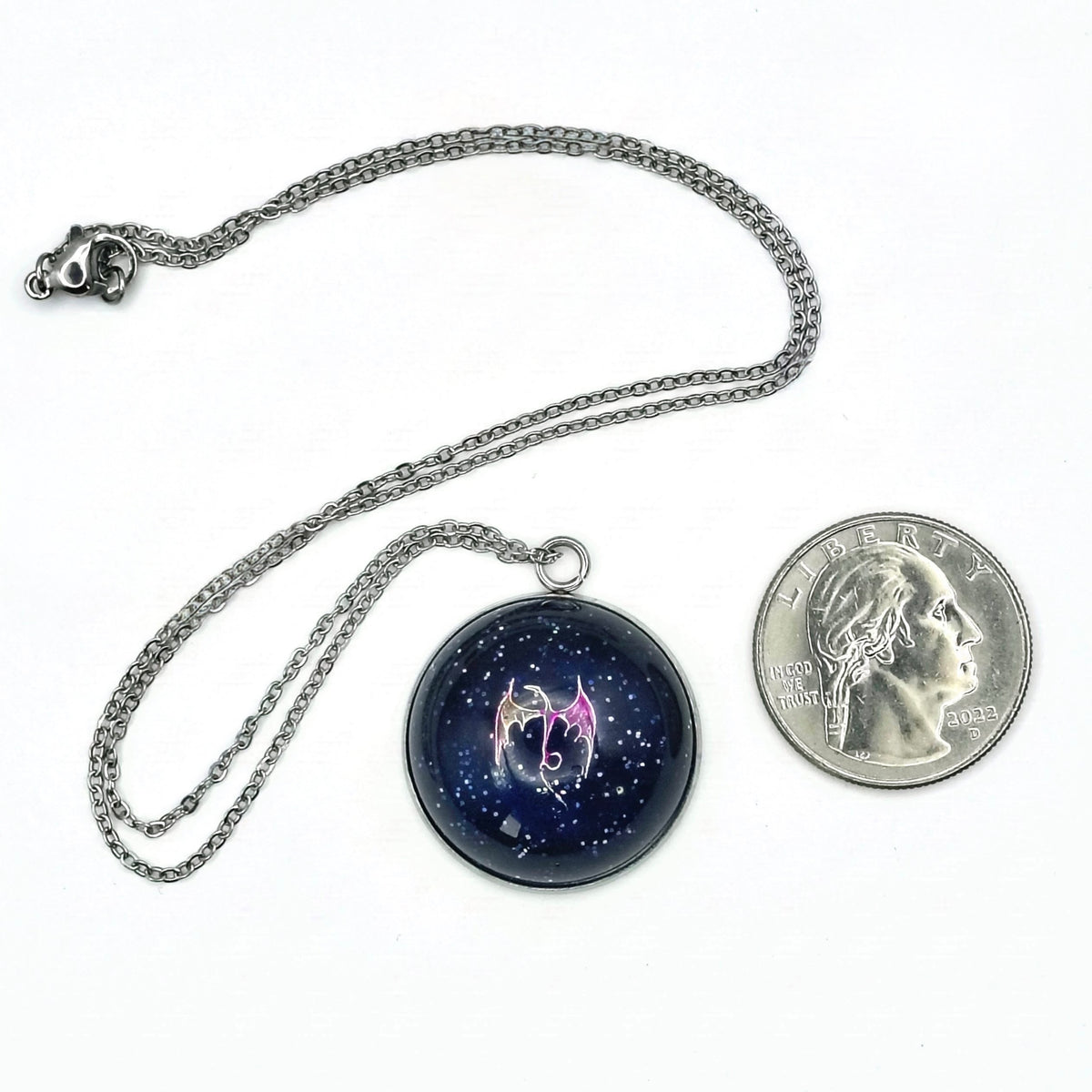 Pink Stainless Steel Dragon Necklace