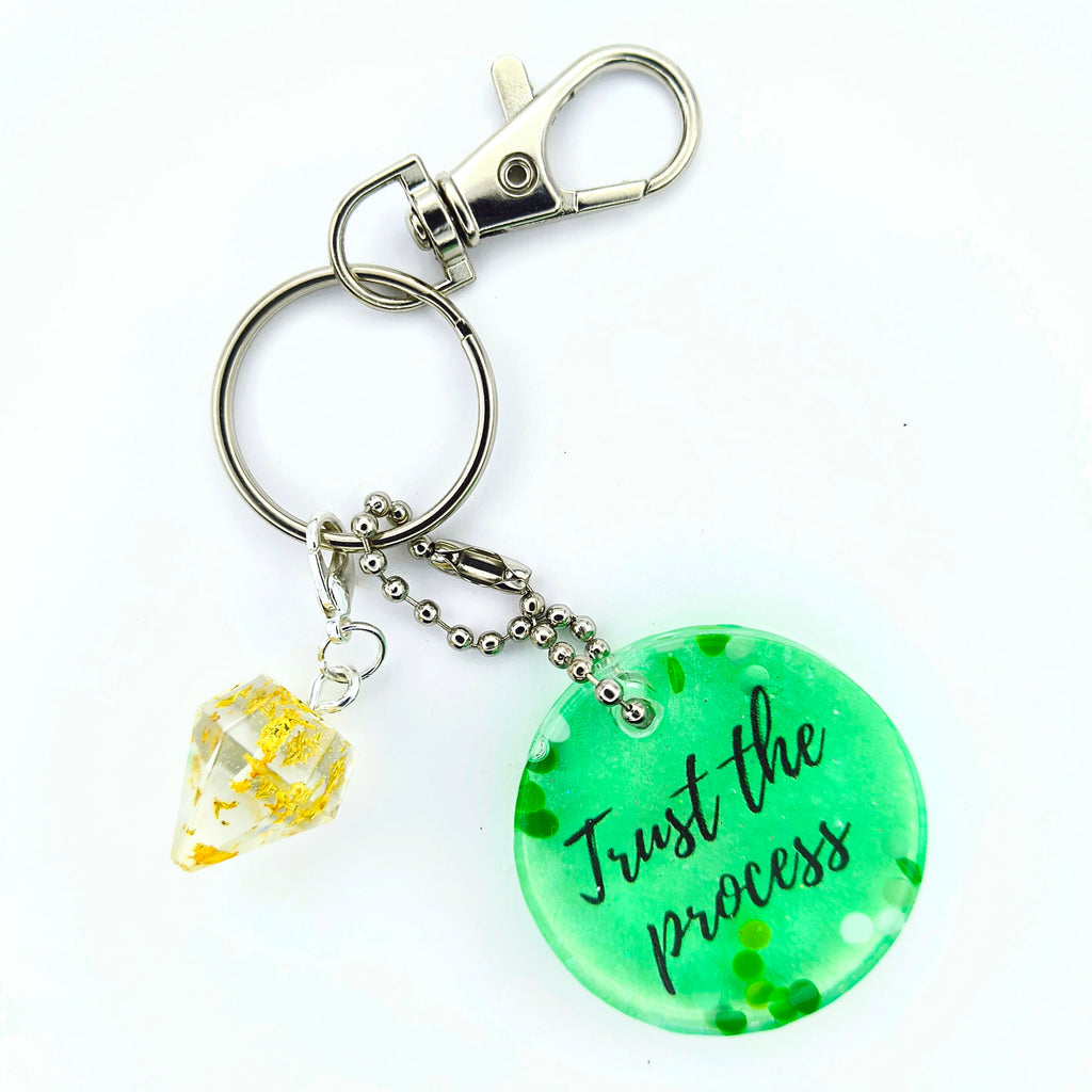 Green "Trust the Process" Keychain
