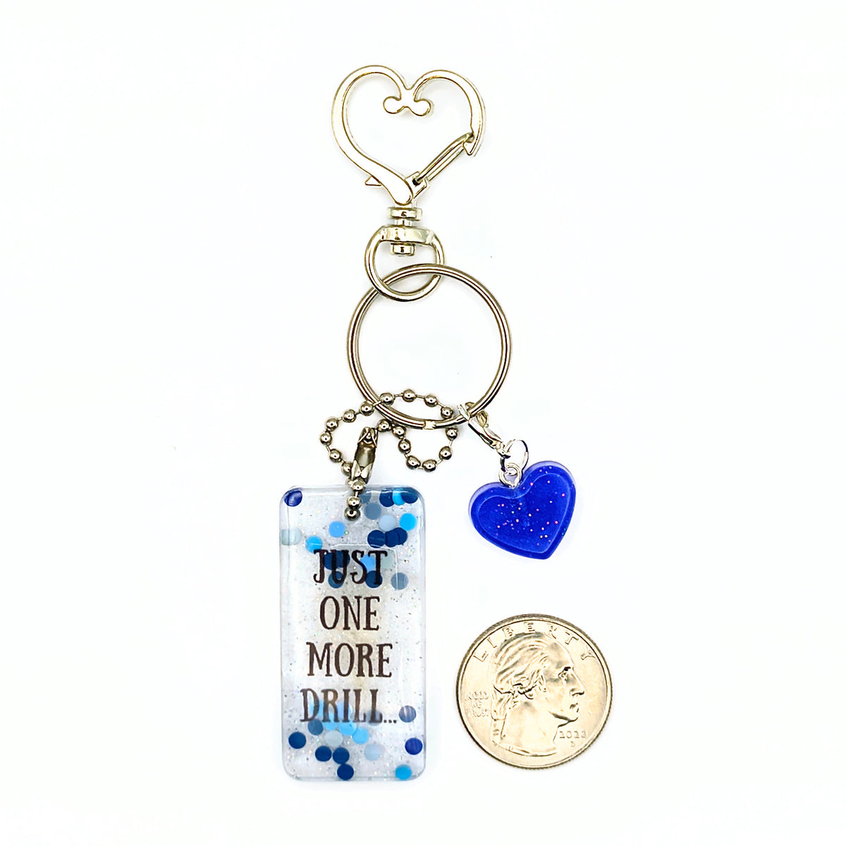 White & Blue "Just One More Drill..." Keychain