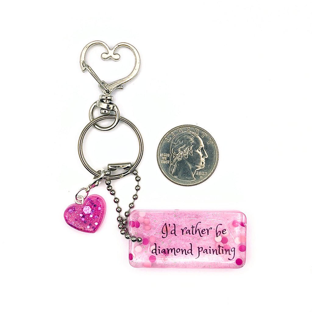Pink "I'd Rather Be Diamond Painting" Keychain