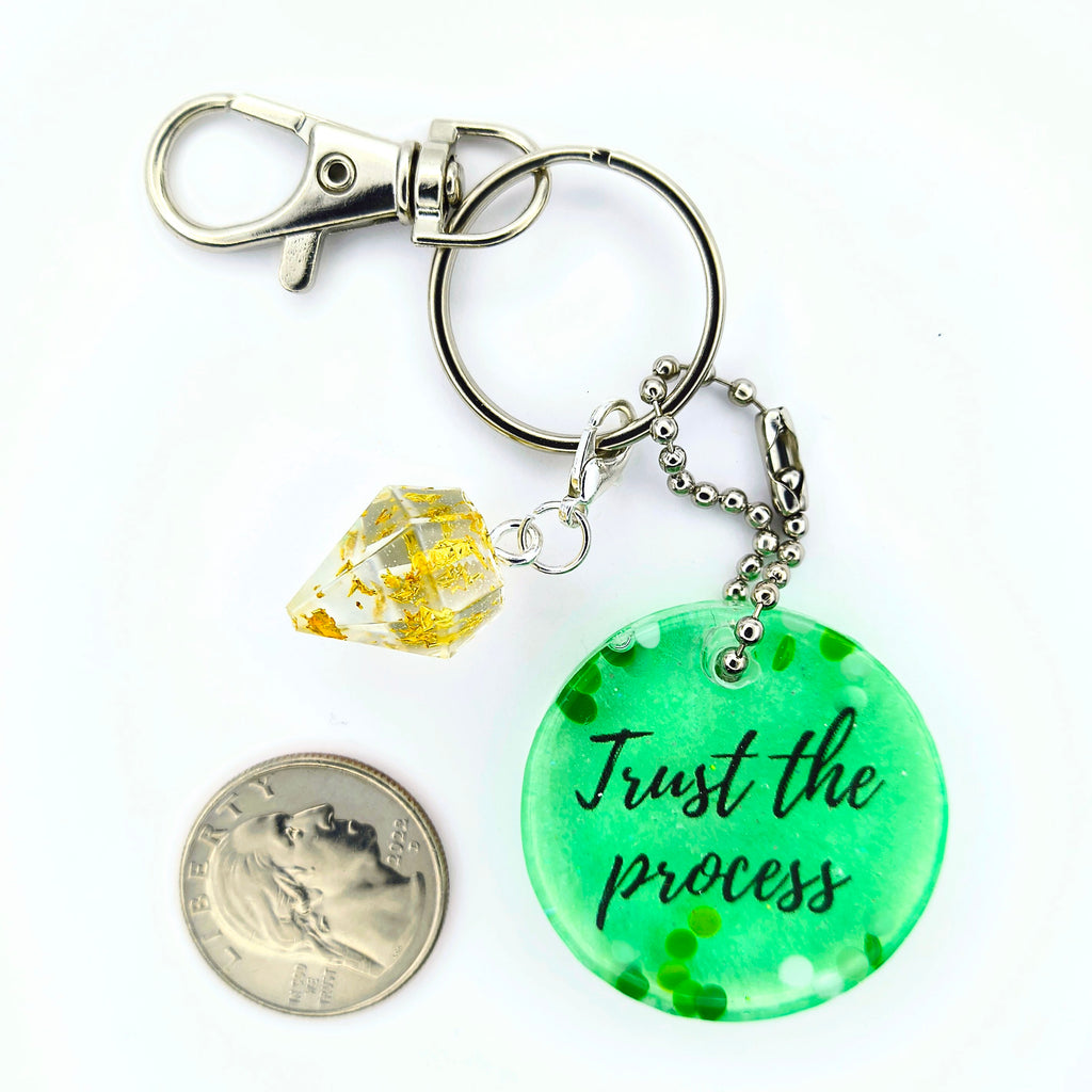 Green "Trust the Process" Keychain