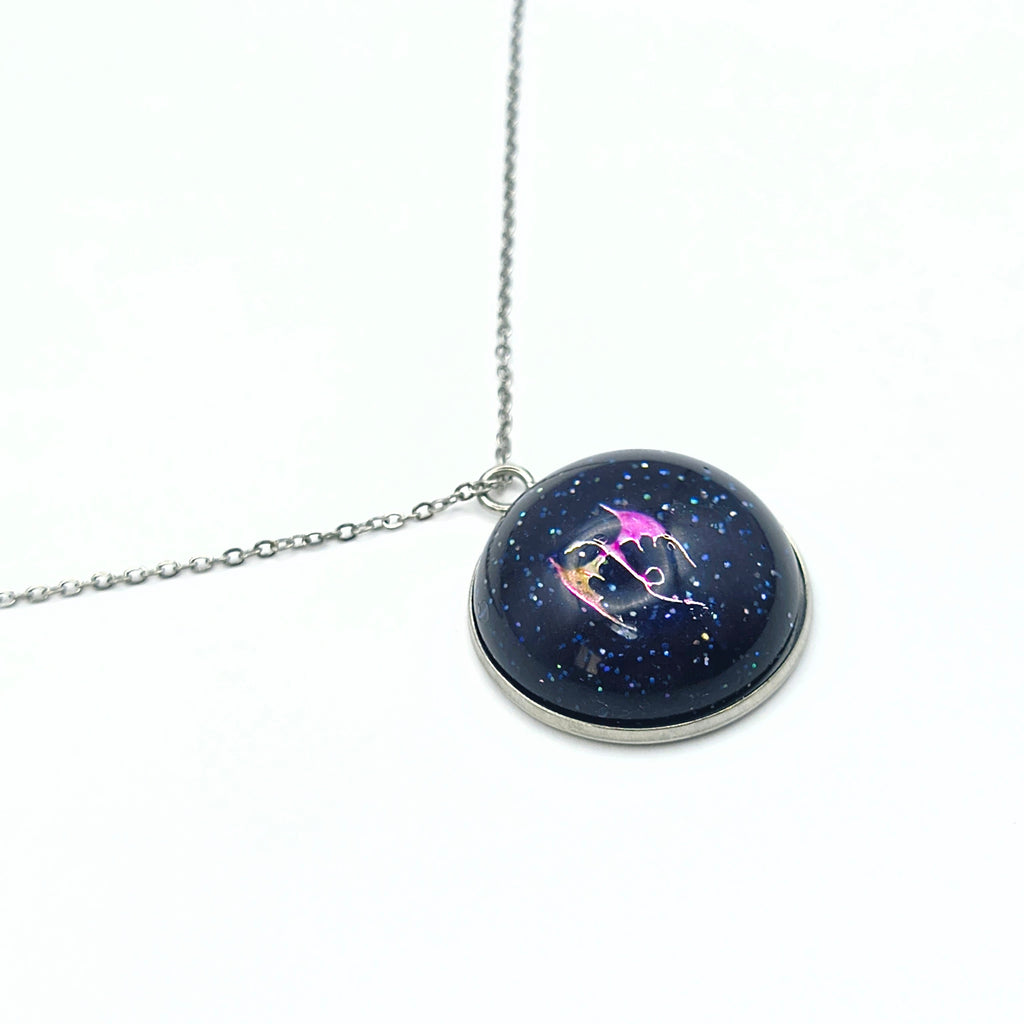 Pink Stainless Steel Dragon Necklace