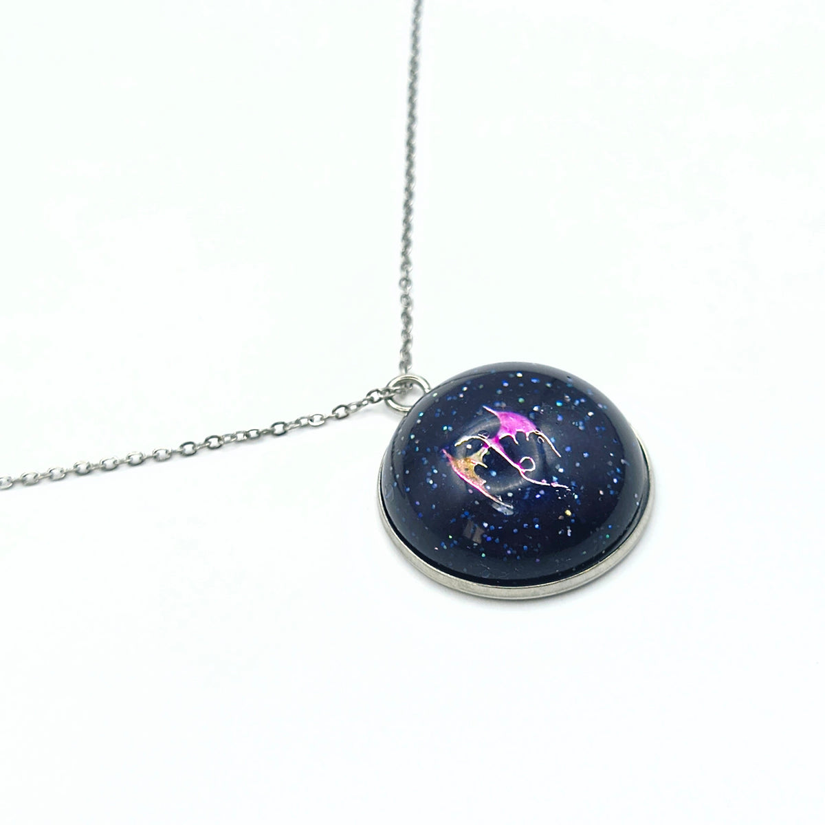 Pink Stainless Steel Dragon Necklace