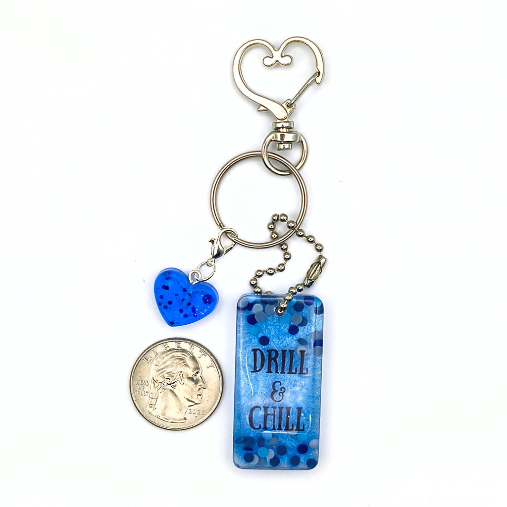 Blue "Drill & Chill" Keychain
