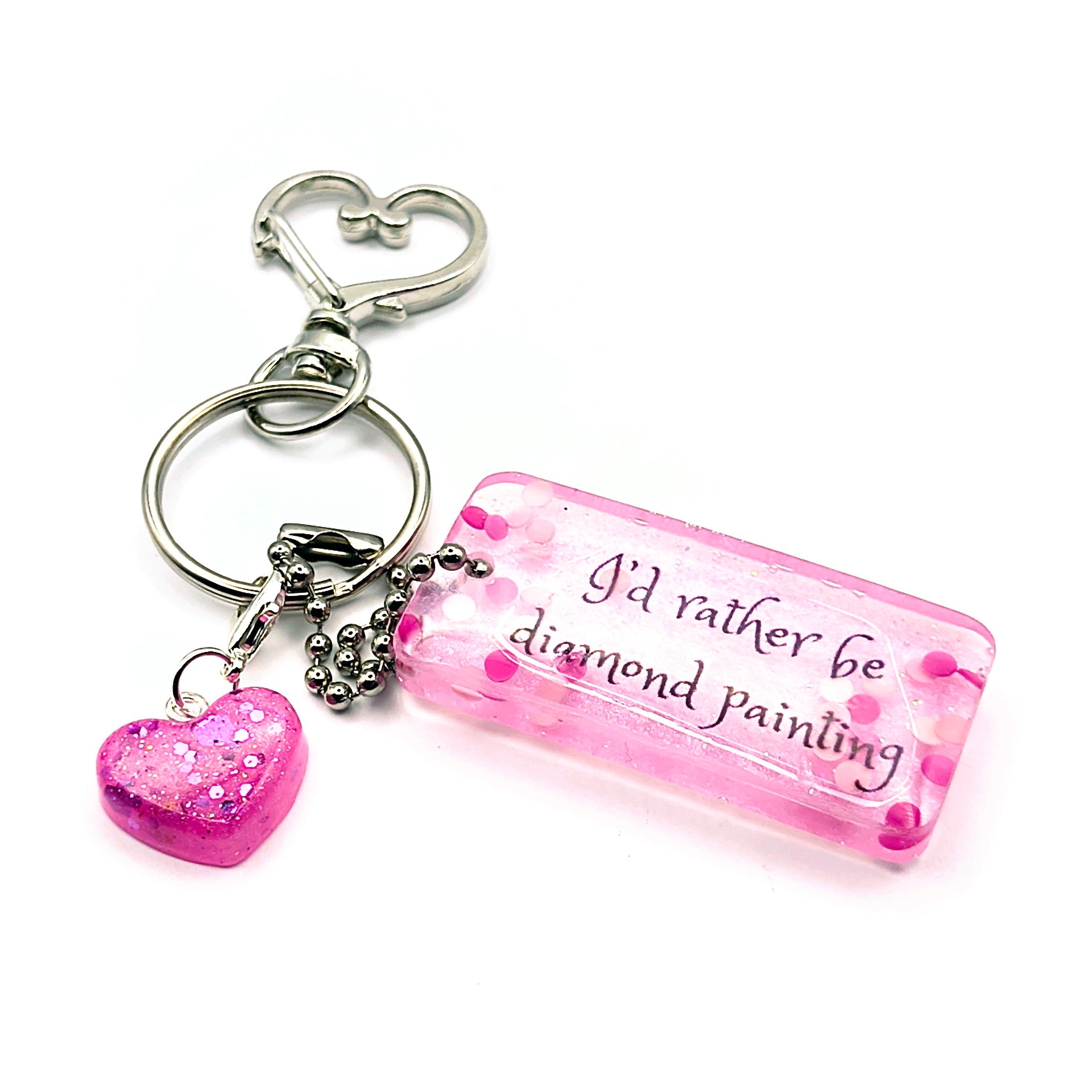 Pink "I'd Rather Be Diamond Painting" Keychain
