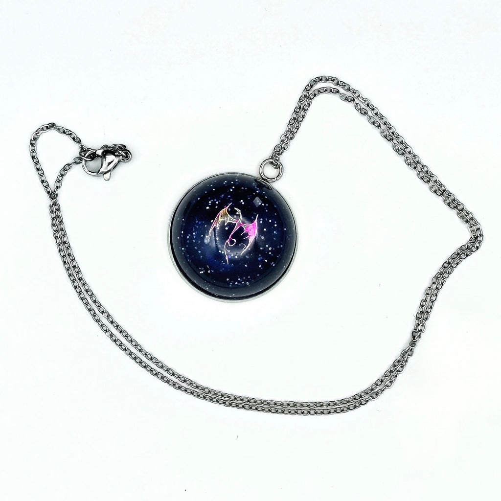 Pink Stainless Steel Dragon Necklace
