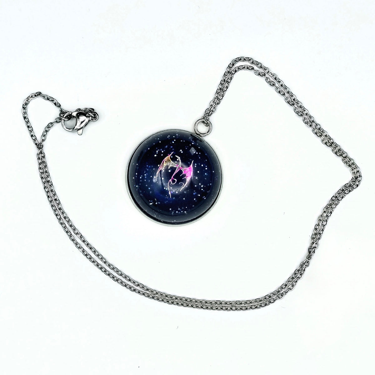 Pink Stainless Steel Dragon Necklace
