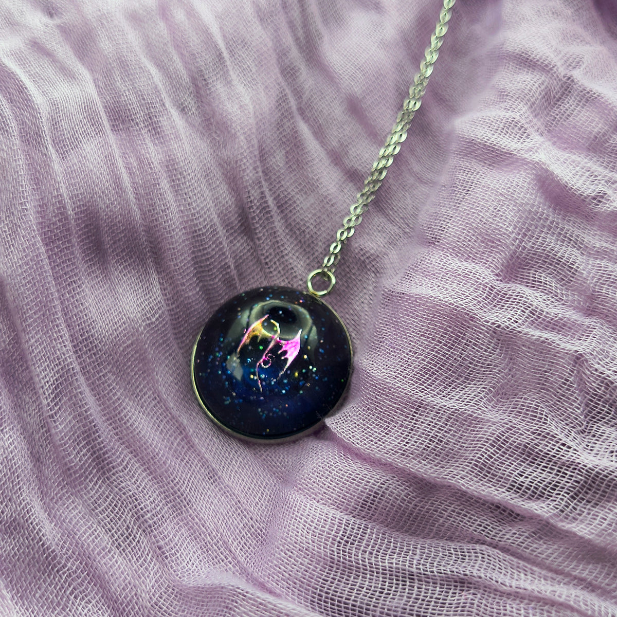 Pink Stainless Steel Dragon Necklace