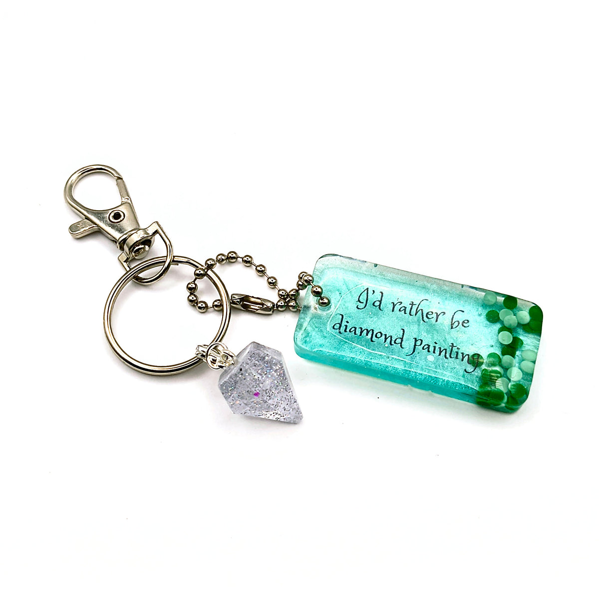 Green "I'd Rather Be Diamond Painting" Keychain