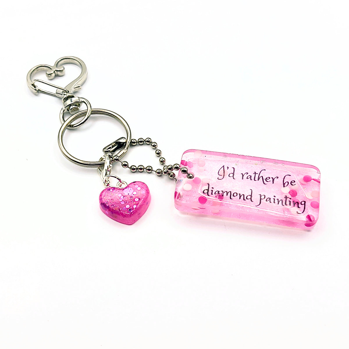 Pink "I'd Rather Be Diamond Painting" Keychain