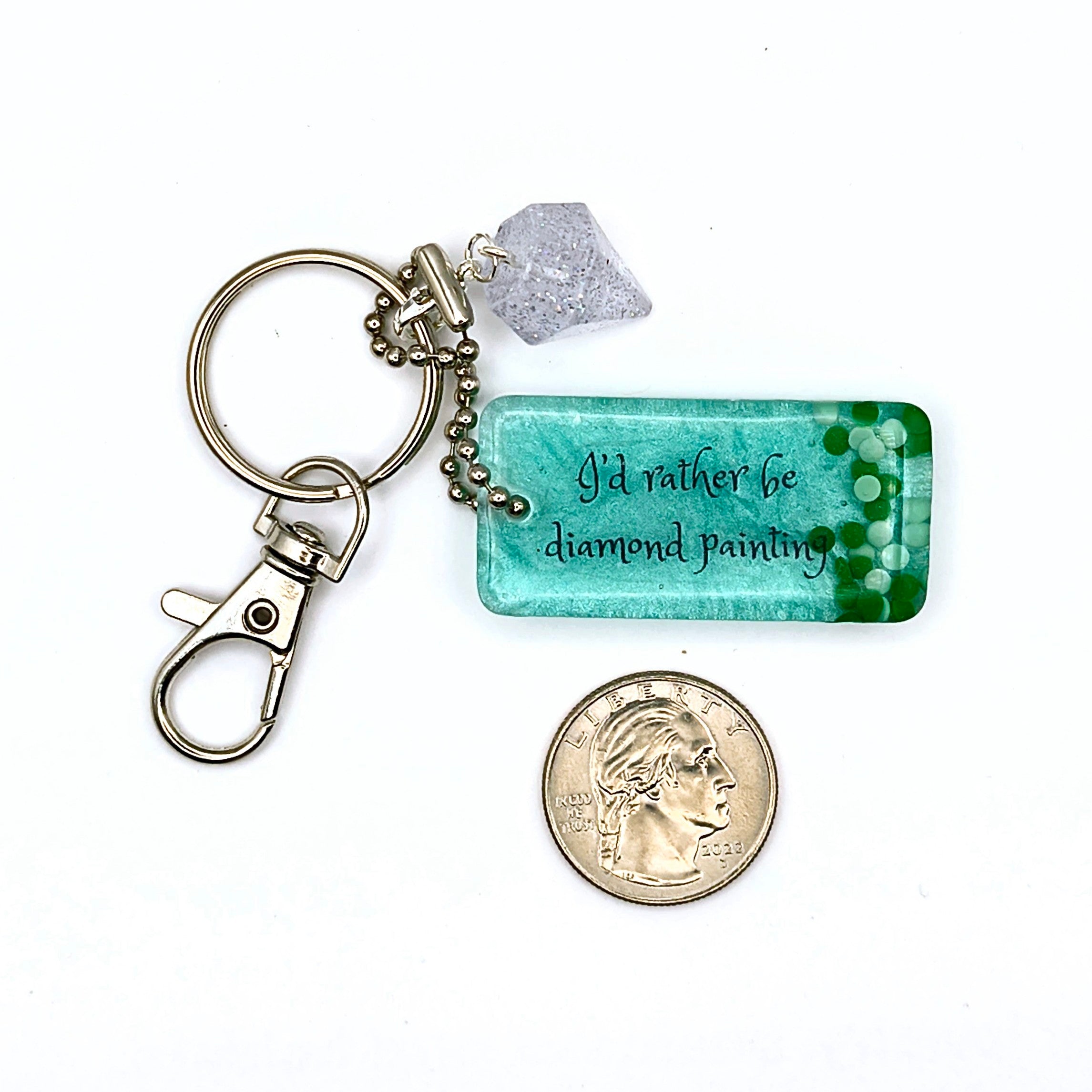 Green "I'd Rather Be Diamond Painting" Keychain