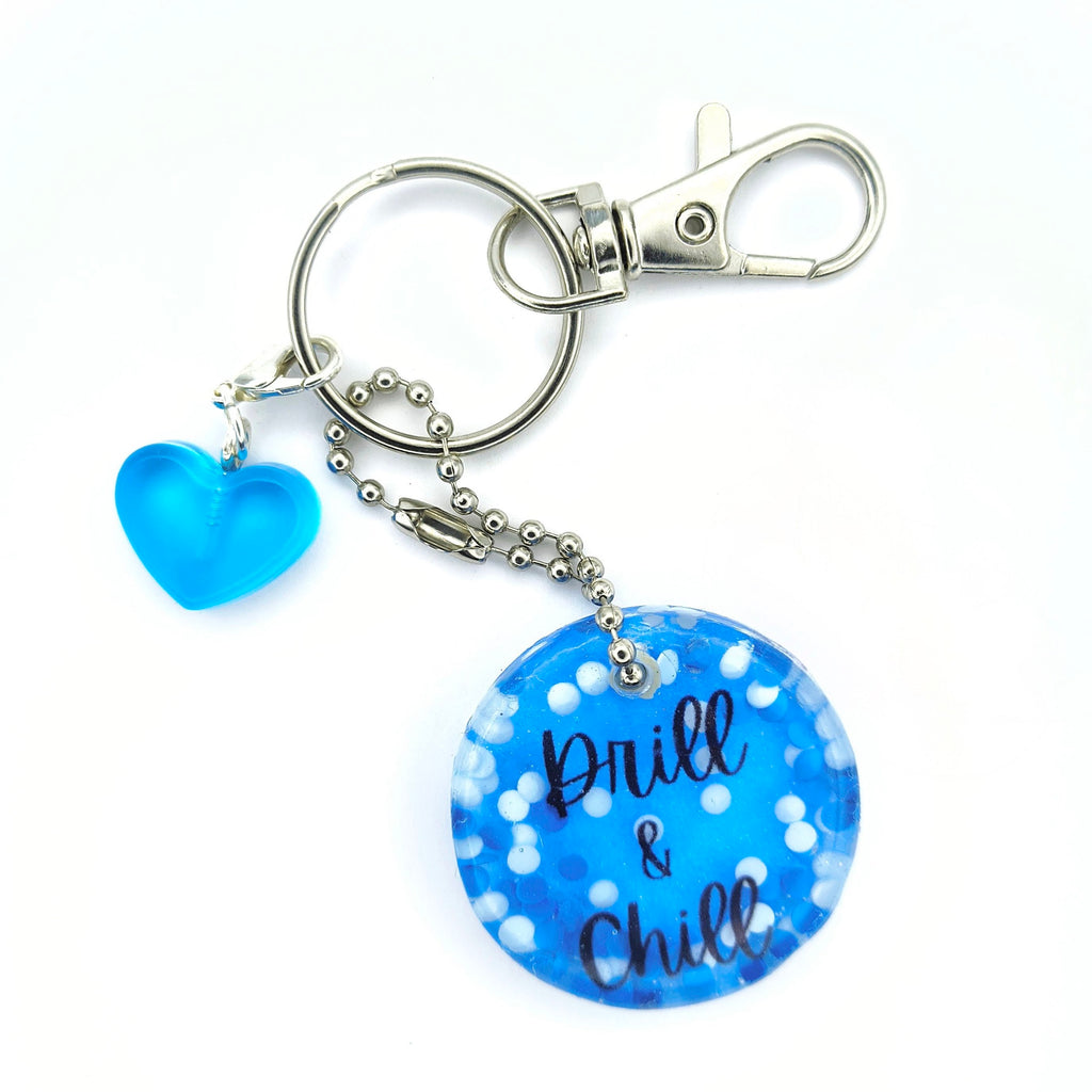 Blue "Drill & Chill" Keychain