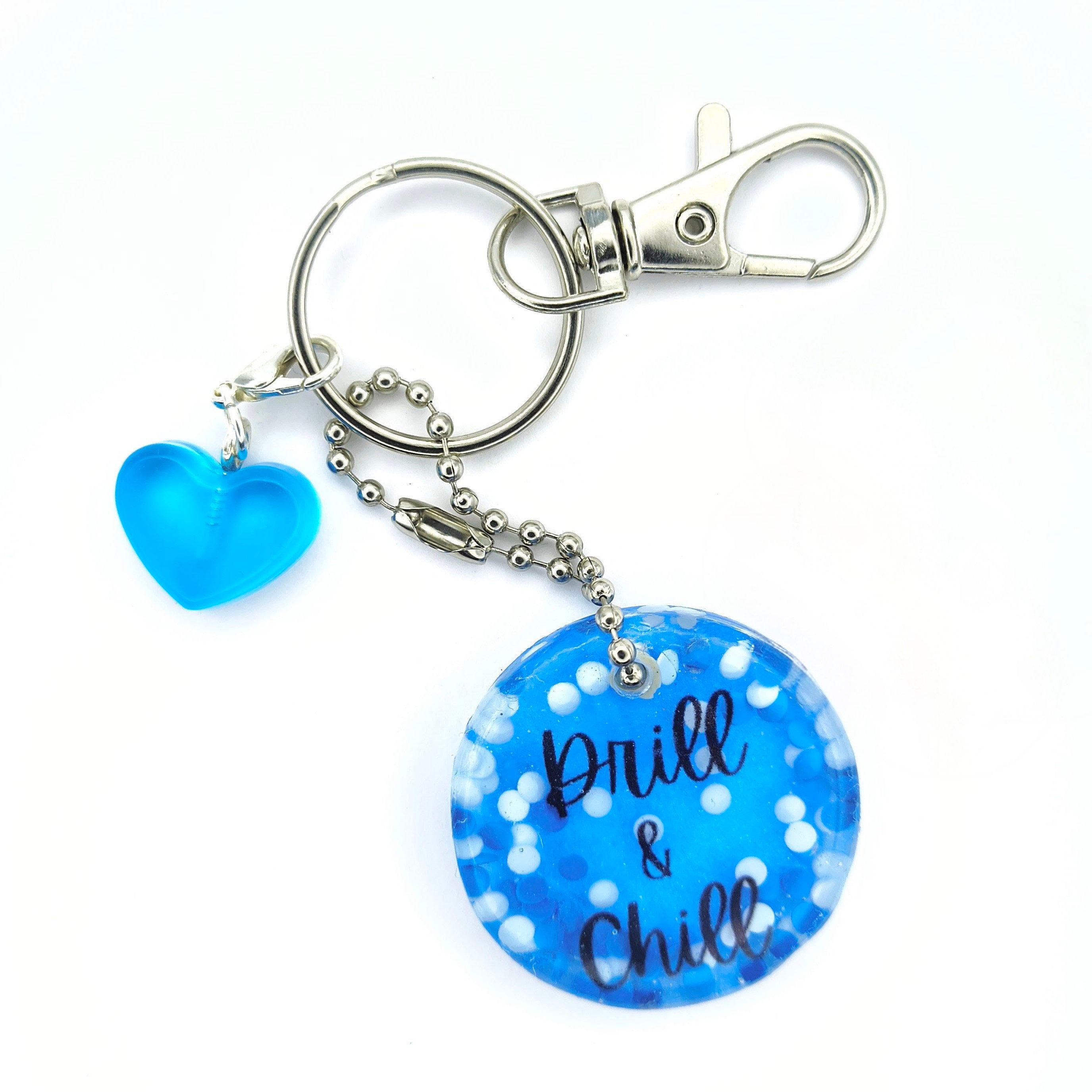 Blue "Drill & Chill" Keychain