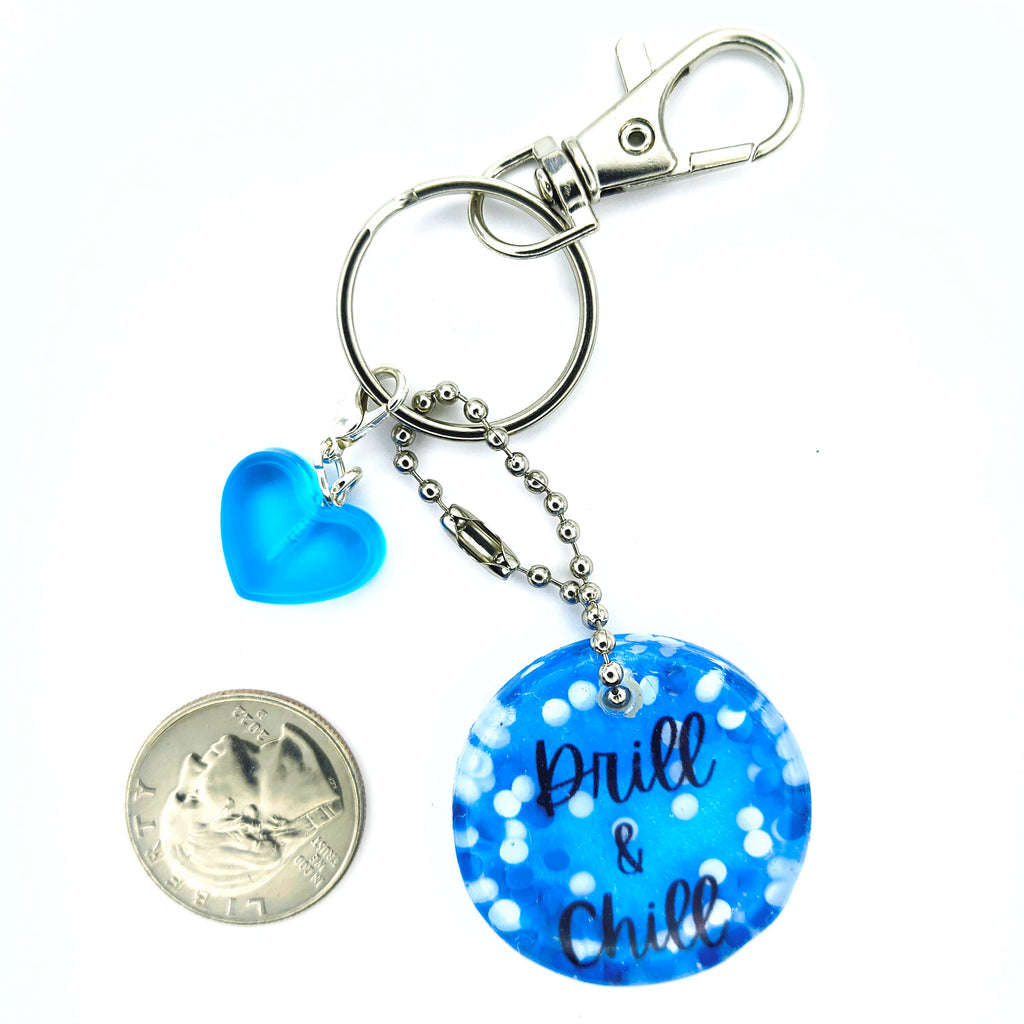Blue "Drill & Chill" Keychain