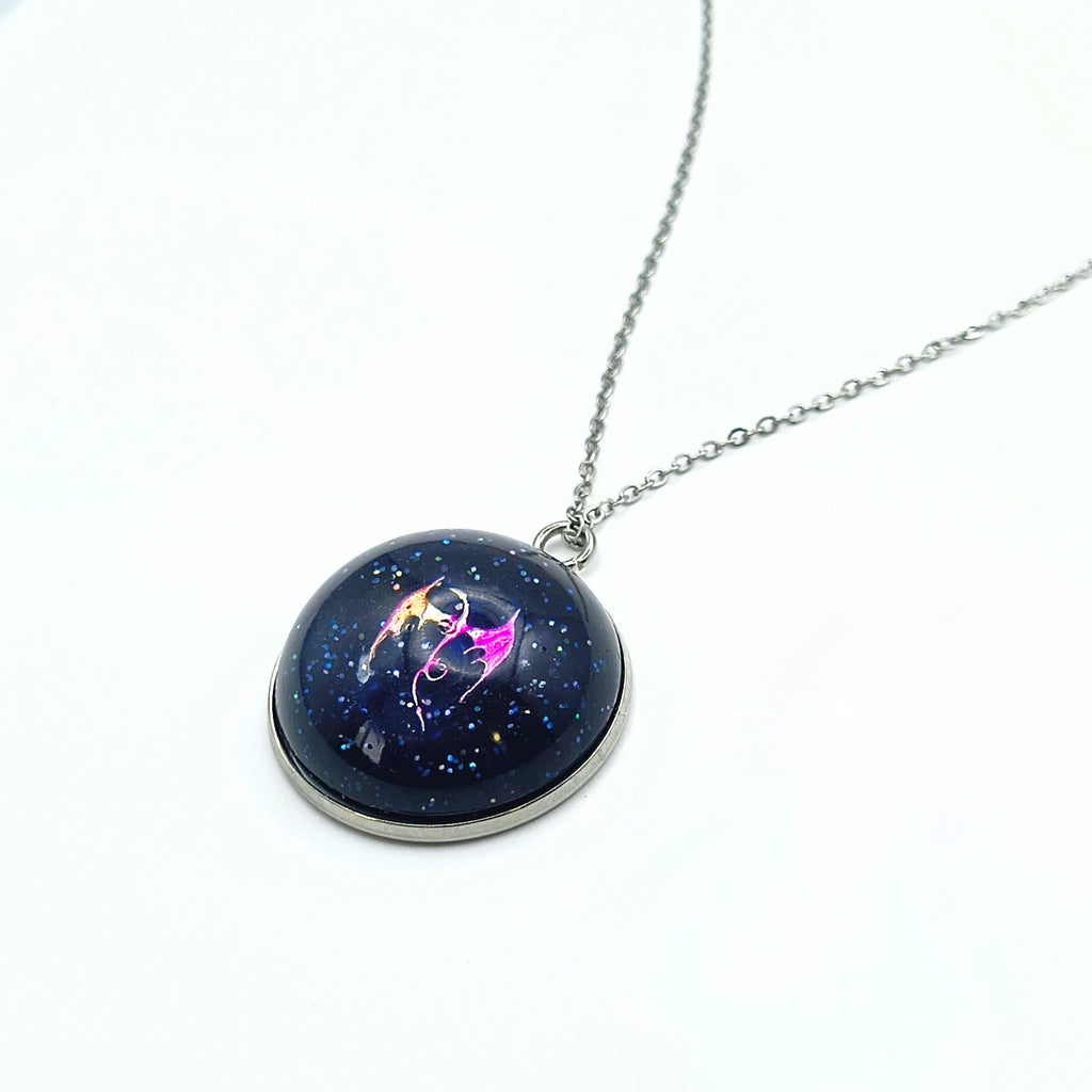 Pink Stainless Steel Dragon Necklace