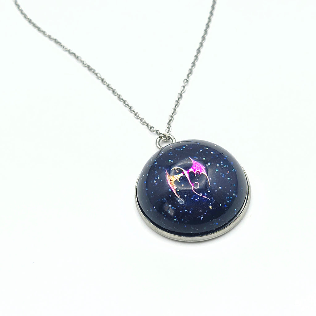 Pink Stainless Steel Dragon Necklace