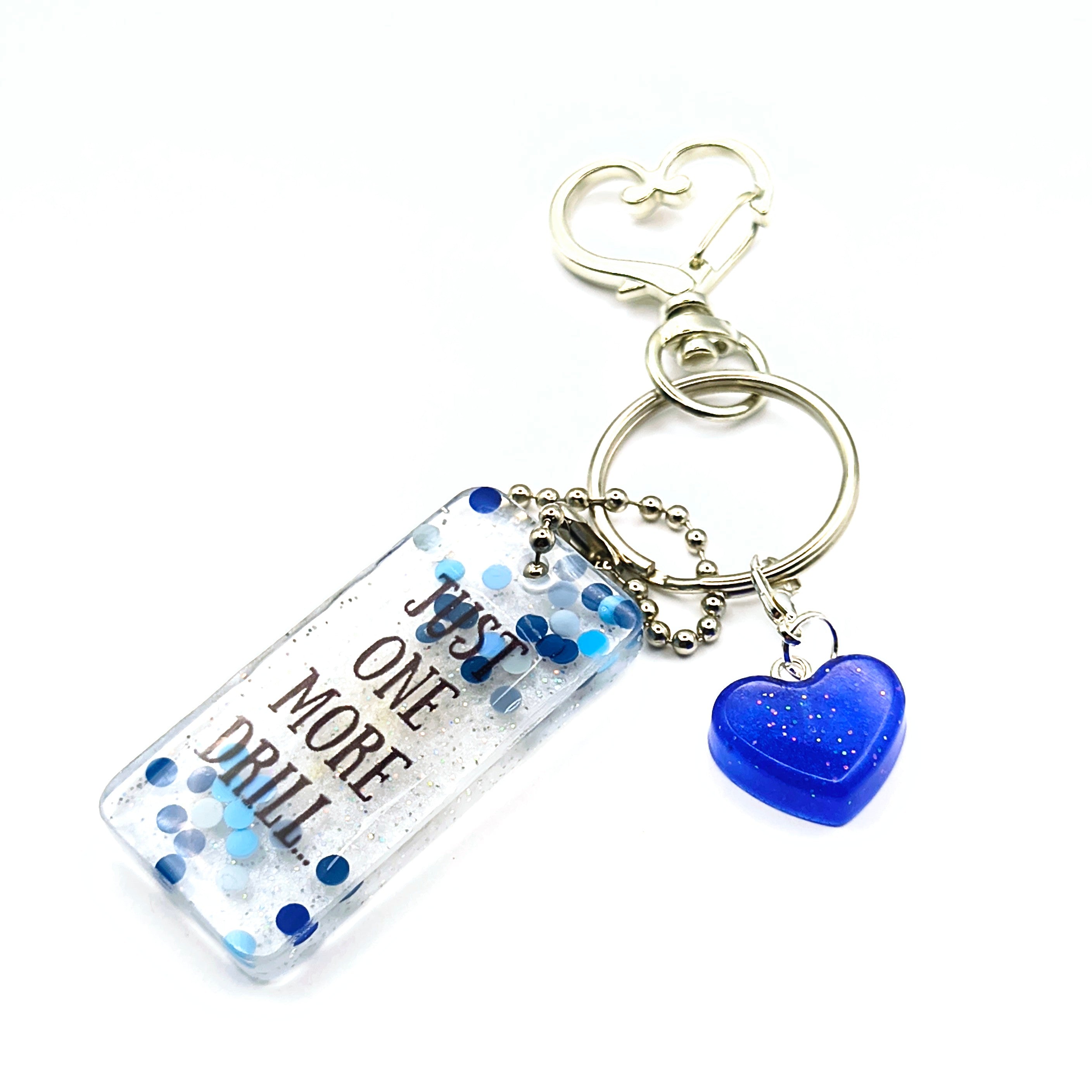 White & Blue "Just One More Drill..." Keychain